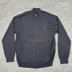GANT Full Zip Sweater Jacket Mens XL Navy Premium Cotton Knit Mock Neck